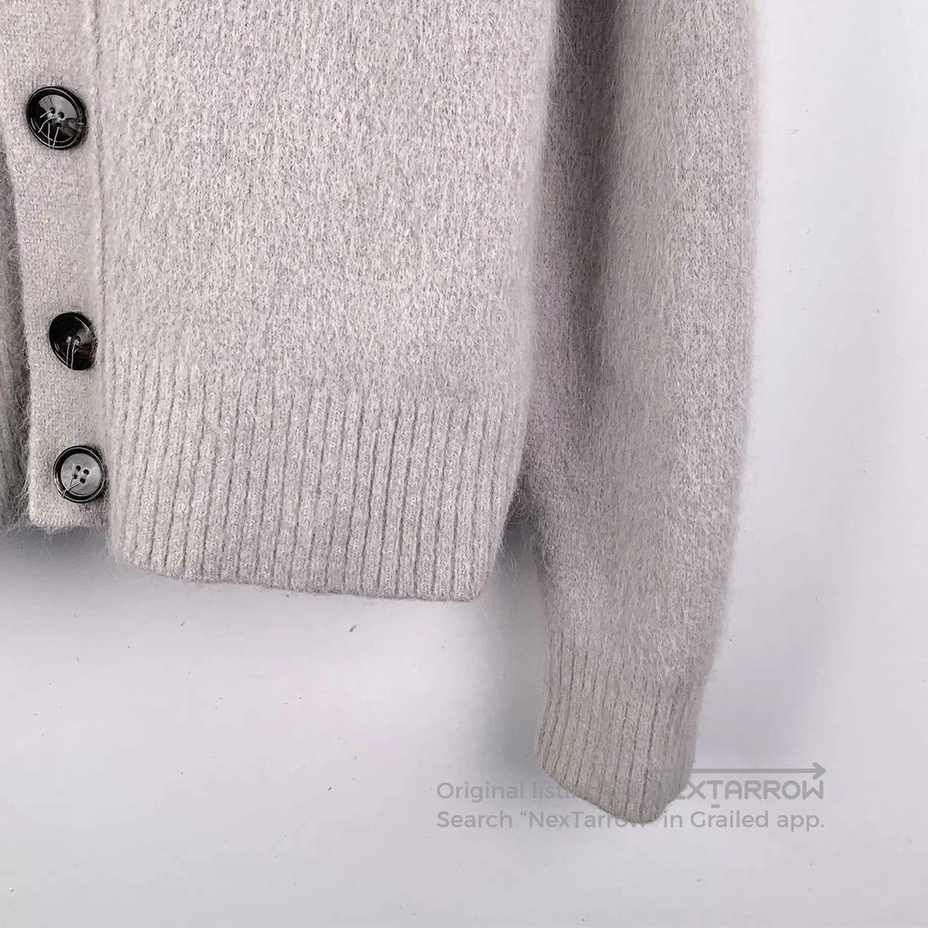 AMI Ami Gray logo intarsia V-neck knitted cardigan| Size US L / EU 52-54 / 3 - 5 Thumbnail