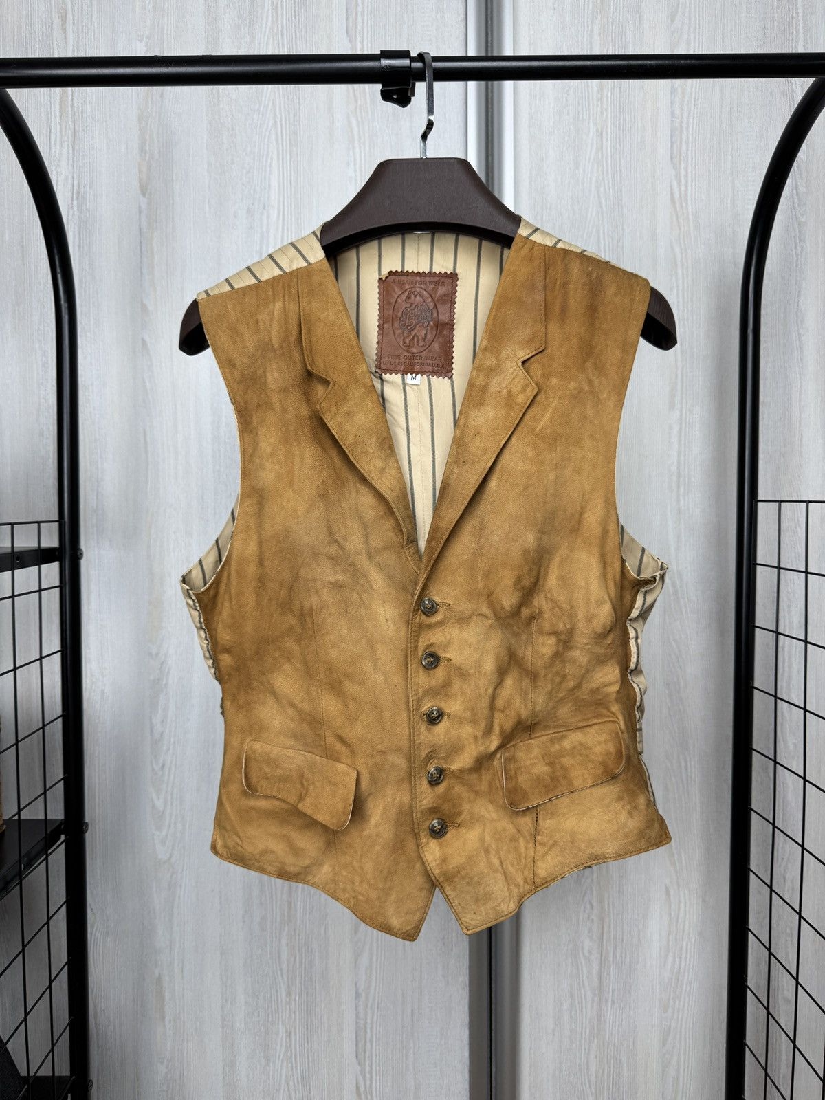 Golden Bear made in California brown leather suede vest