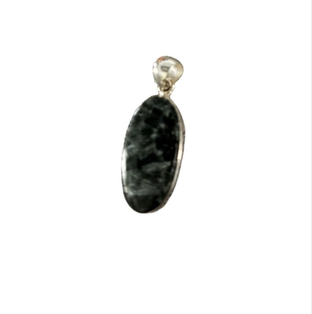 Other GREEN SERAPHINITE NATURAL GEMSTONE 925 SS PENDANT 1.7" Size ONE SIZE - 3 Thumbnail