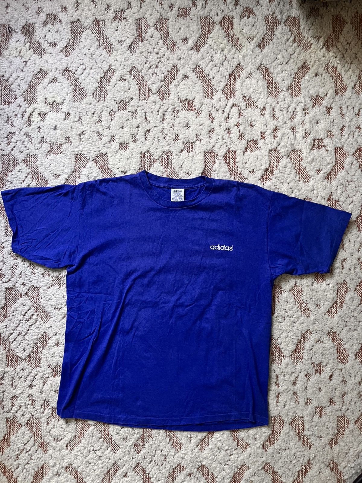 Adidas × Vintage Vintage 90s adidas T-Shirt USA Made - Blue XL - 1995 Size US XL / EU 56 / 4 - 1 Thumbnail