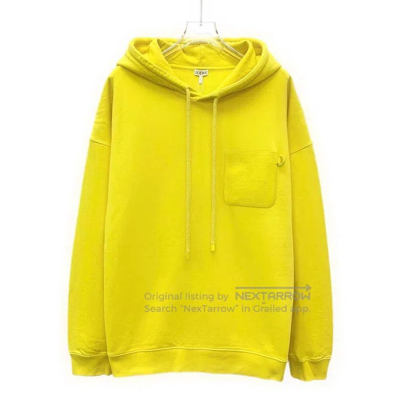 Loewe Loewe Yellow logo leather brand embossed cotton hooded dra Size L / US 10 / IT 46 - 1 Thumbnail