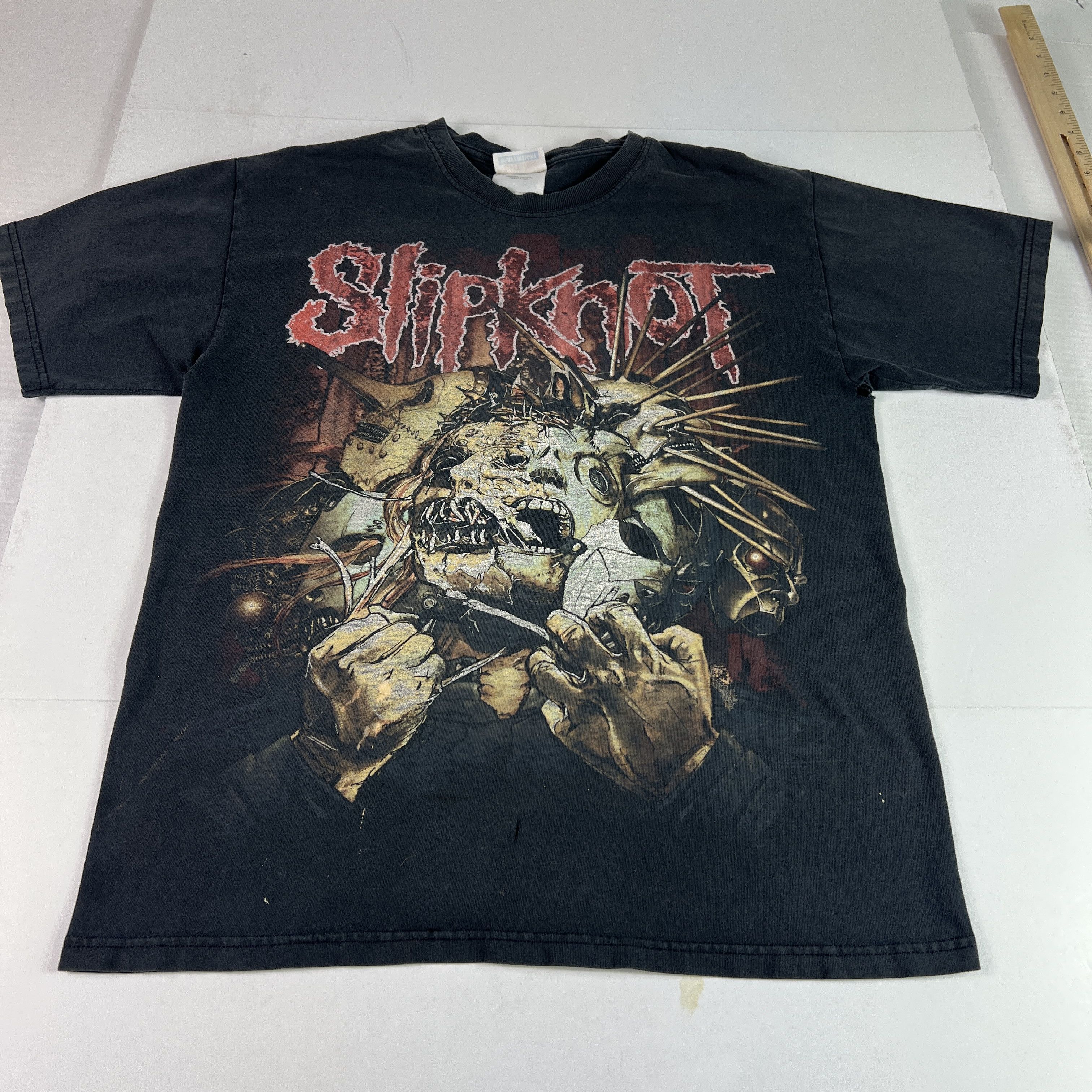 Hanes VTG 90s Slipknot Shave Mask Shirt Thrashed Metal Tee Tag M Size US M / EU 48-50 / 2 - 9 Thumbnail