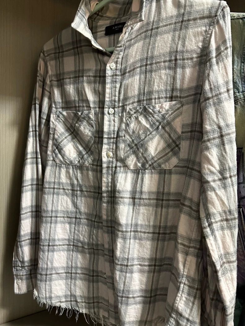 Amiri Amiri White grid shirt Size US S / EU 44-46 / 1 - 1 Thumbnail