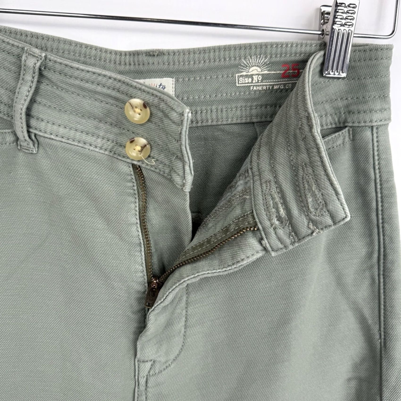 Faherty Faherty Womens Pants 25 High Rise Wide Leg Green Cotton Blend Terry 31in Inseam Size 42" / US 20 - 3 Thumbnail