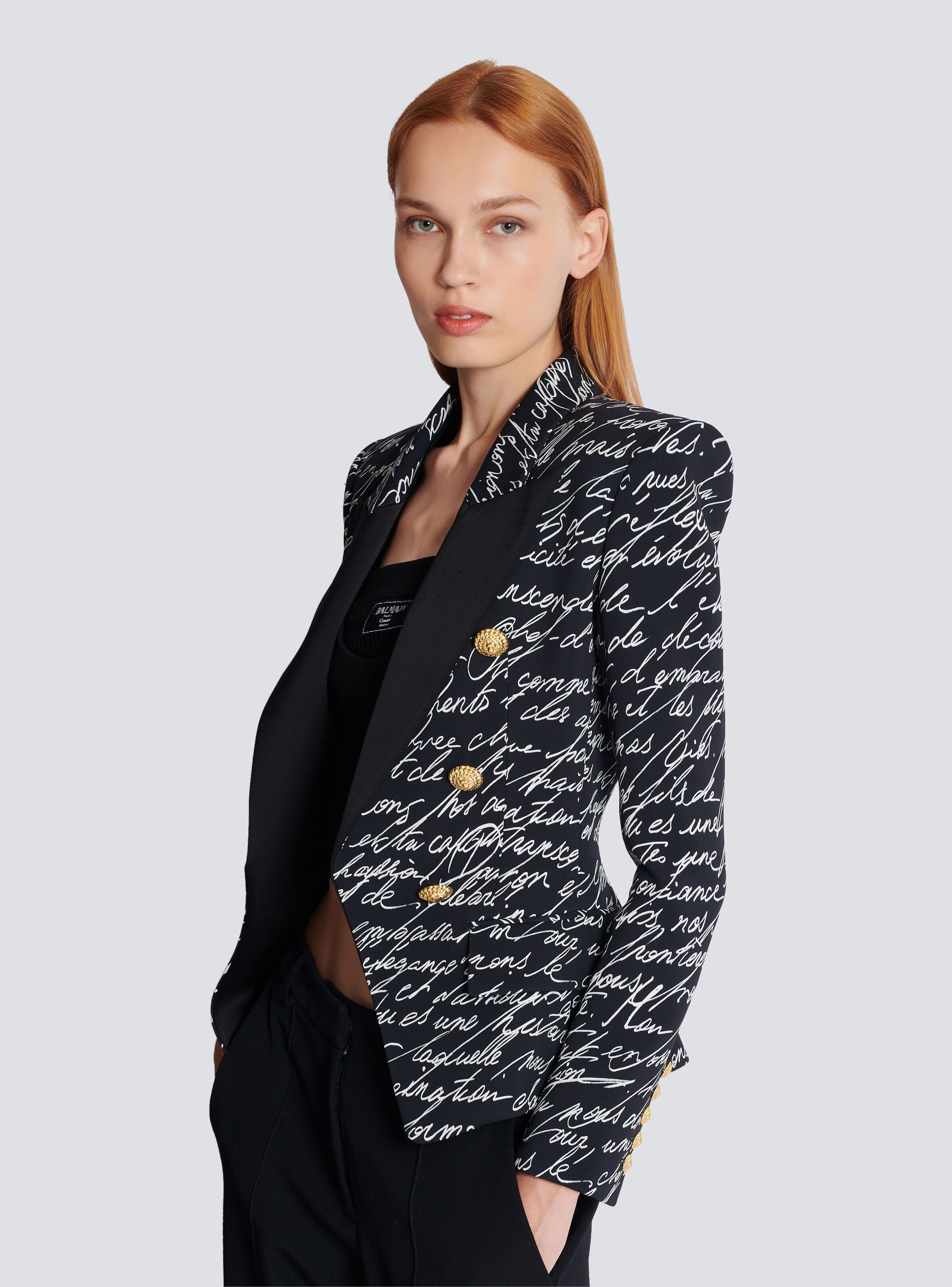 Balmain o1srvl11e1125 6-button Jacket in Black/White Size XS / US 0-2 / IT 36-38 - 6 Thumbnail