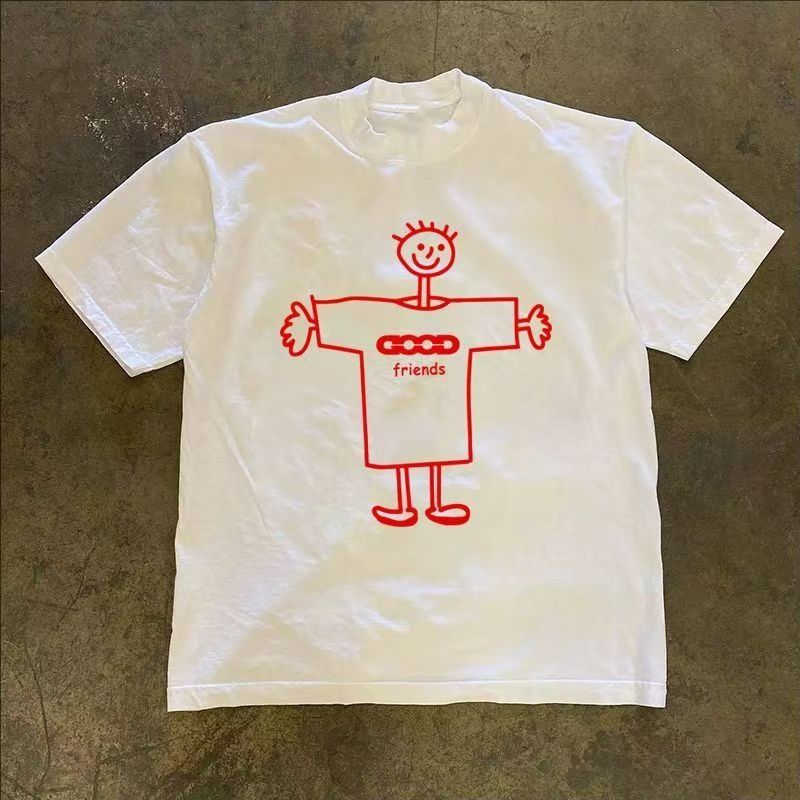 Vintage White casual retro boy print t-shirt Size US M / EU 48-50 / 2 - 1 Thumbnail