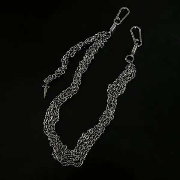 Jewelry Silver Multi-Strand Chain Wallet Chain with Clips Size ONE SIZE - 4 Thumbnail