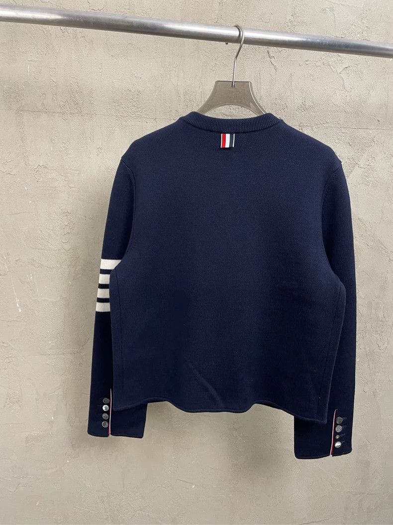 Thom Browne Thom browne Dark blue four-striped villain button knitted c Size M / US 6-8 / IT 42-44 - 2 Thumbnail