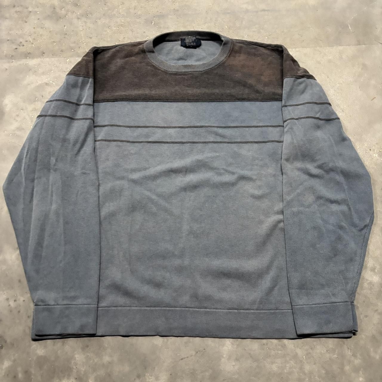Japanese Brand × Vintage Crazy Vintage Y2K/2000s Grunge Faded Distressed Blue Striped Skater Longsleeve Shirt! Size US L / EU 52-54 / 3 - 1 Thumbnail