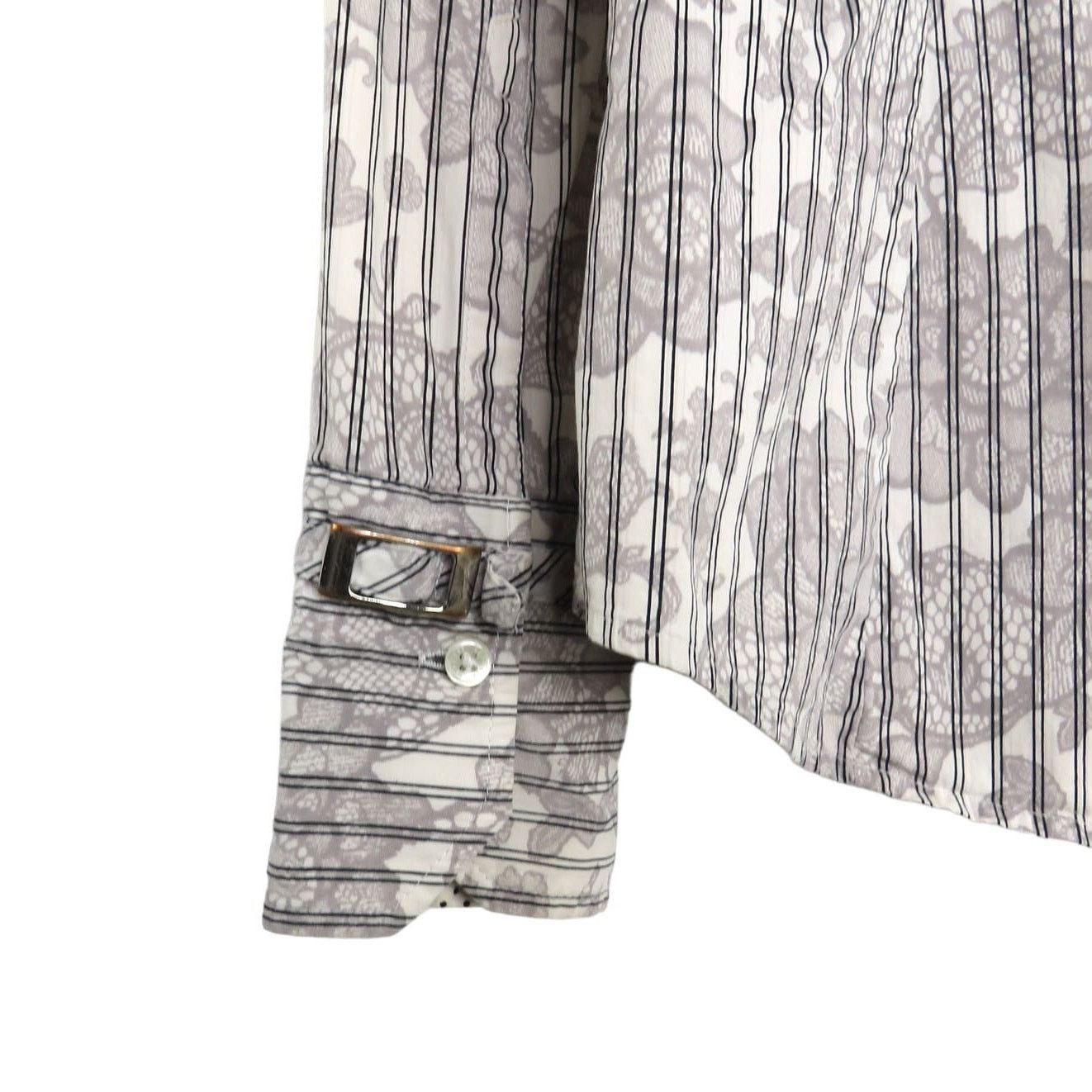 Express Express Gray Floral Button Down Striped Blouse Small Size S / US 4 / IT 40 - 4 Thumbnail