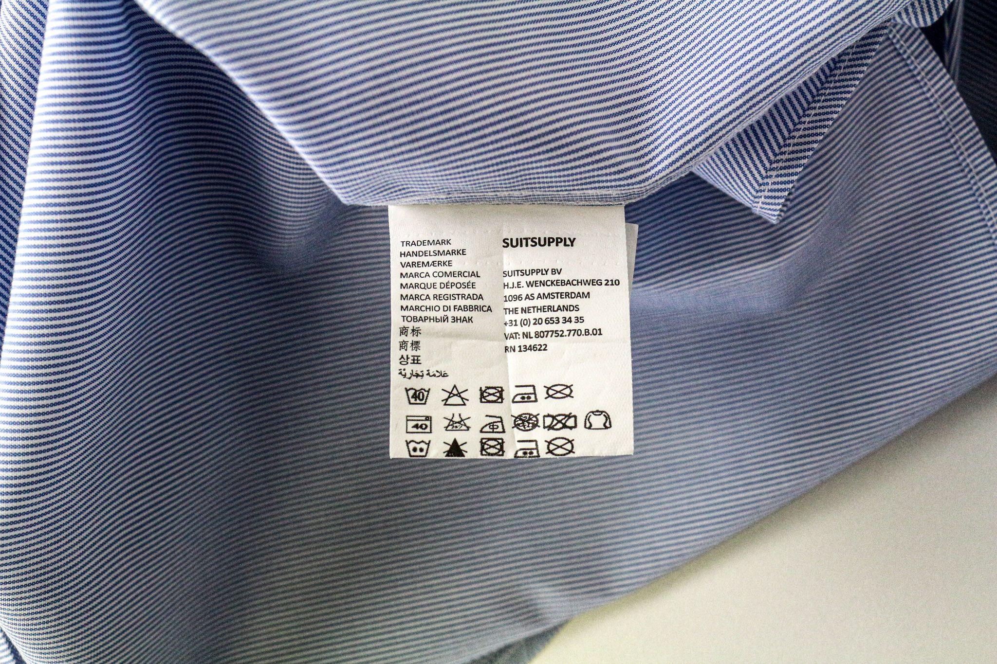 Suitsupply 40/15 3/4 Extra Slim Blue Cotton Cutaway Shirt 76964 Size 40R - 6 Thumbnail