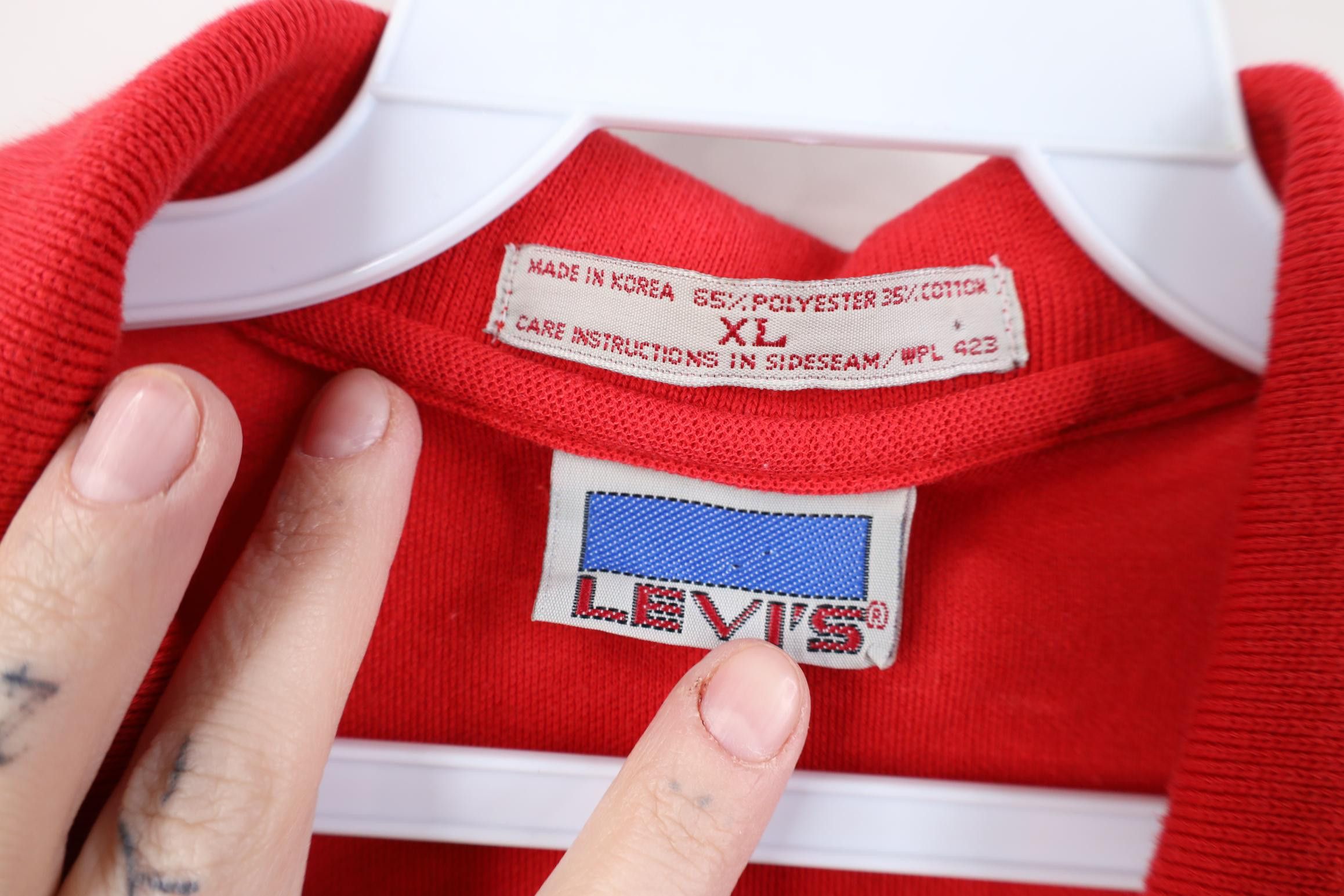 Levi's Vintage 80s Levis Spell Knit Collared Golf Polo Shirt Red Size US XL / EU 56 / 4 - 6 Thumbnail
