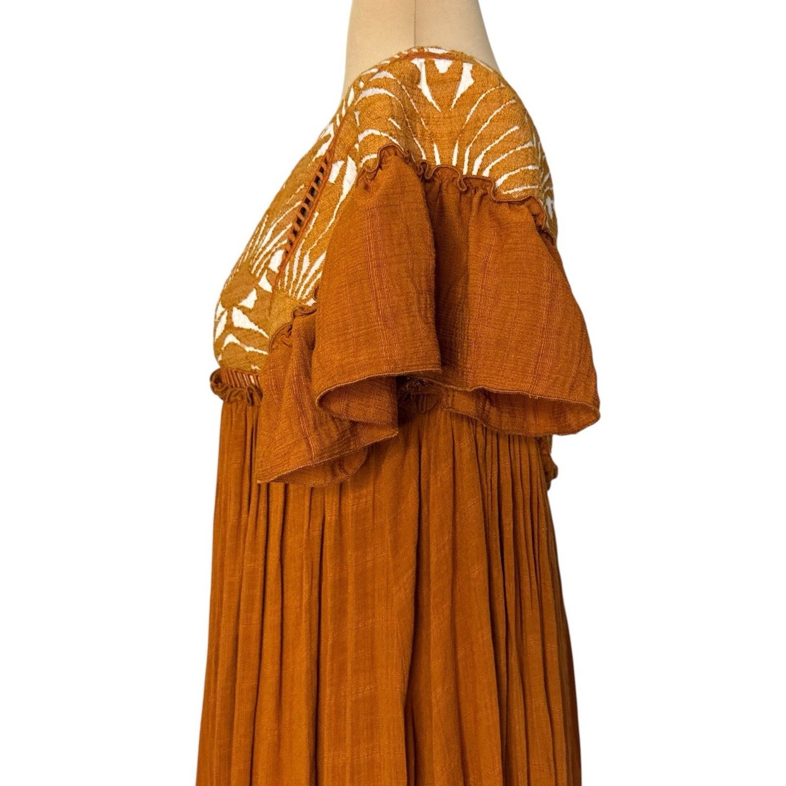 Free People FREE PEOPLE Vintage Charm Embroidered Ruffled Midi Dress XS Size XS / US 0-2 / IT 36-38 - 13 Thumbnail