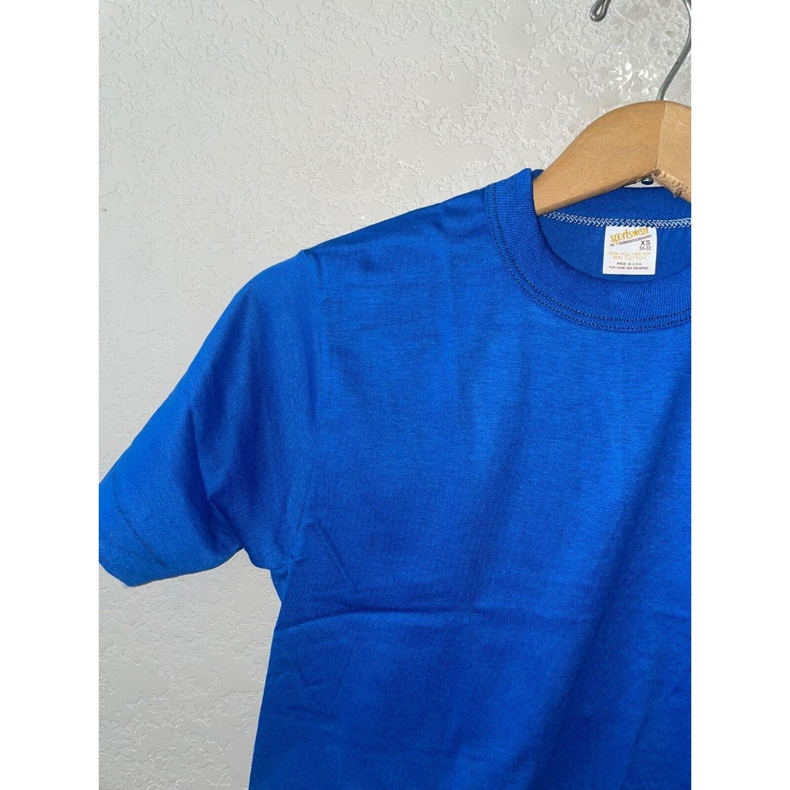Vintage 1980s Vintage Sportswear Blue Blank Crop Top XS X-Small Size XS / US 0-2 / IT 36-38 - 3 Thumbnail