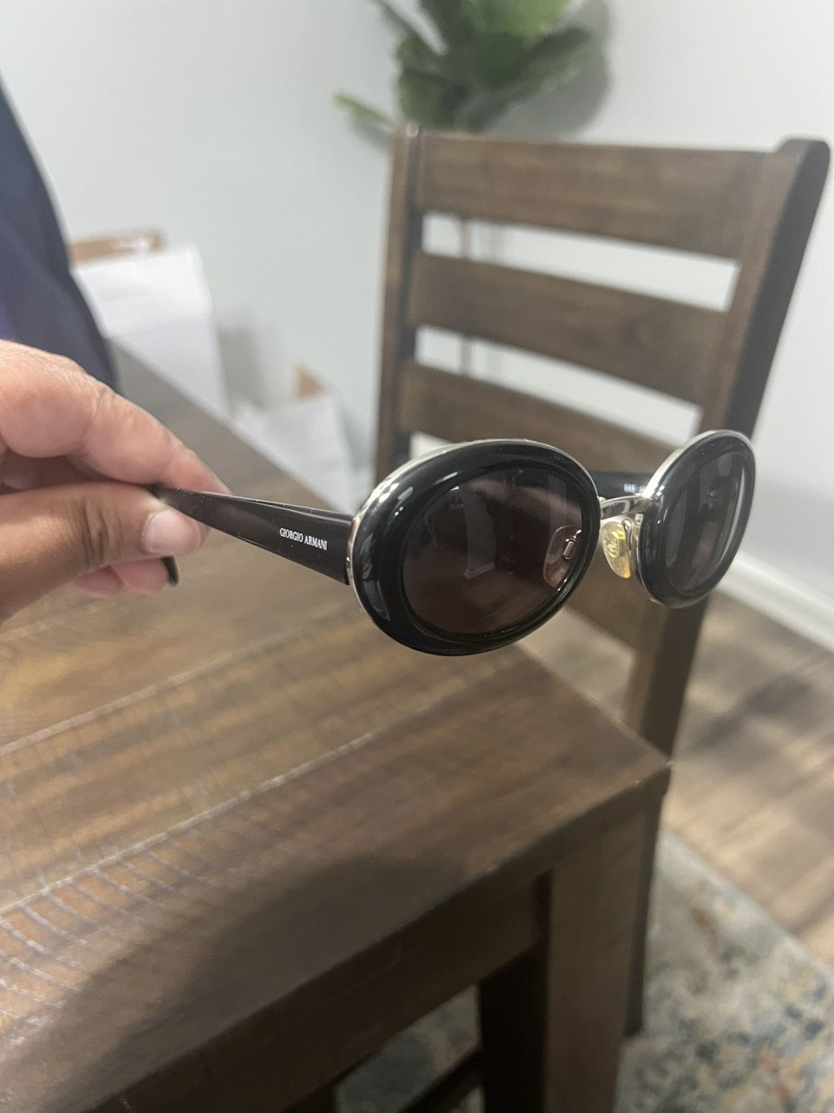 Giorgio Armani × Vintage Vintage Giorgio Armani Black Sunglasses Size ONE SIZE - 6 Thumbnail