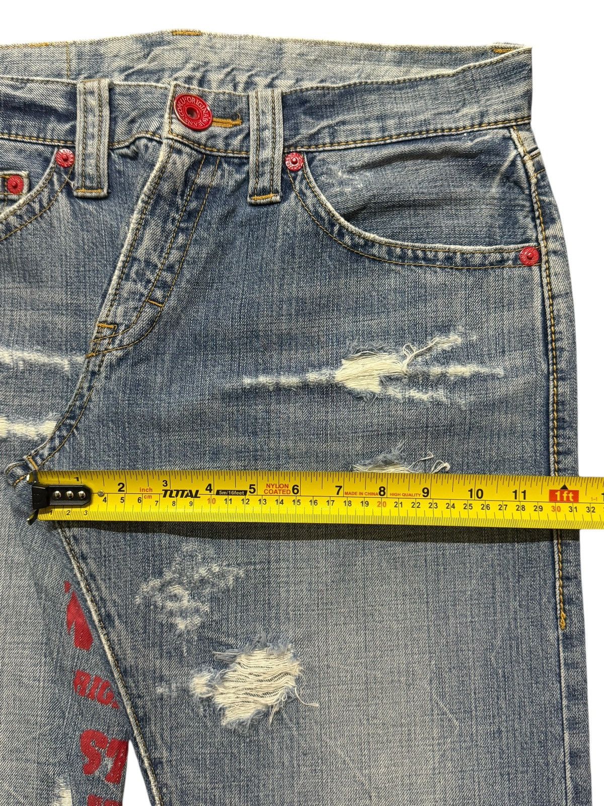 14th Addiction Vintage Japanese Brand Blue Thunder Wash Distressed Wide Leg Size US 34 / EU 50 - 12 Thumbnail