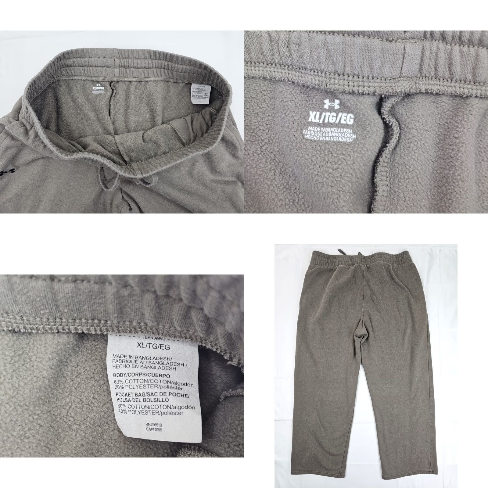 Under Armour Under Armour Hustle Fleece Pants Men XL Olive Gray Straight Leg Pockets Elastic Waist Drawstring Size US 36 / EU 52 - 8 Thumbnail