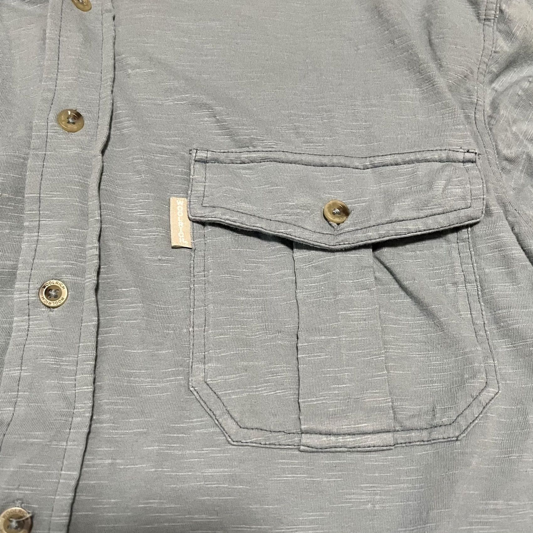 Vintage Woolrich Shirt Mens XL Gray Short Sleeve Button Up Pockets Casual Cotton Size US XL / EU 56 / 4 - 2 Thumbnail