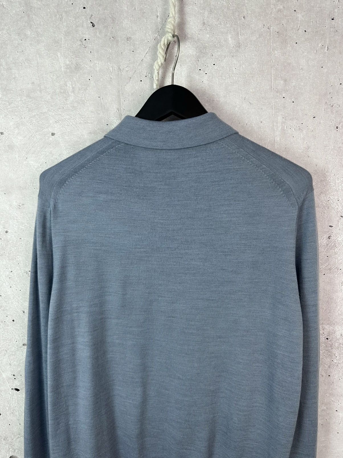 Arket NEW Arket Wool Grey-Blue Long Sleeve Men’s Polo Sweater Size US XL / EU 56 / 4 - 7 Thumbnail