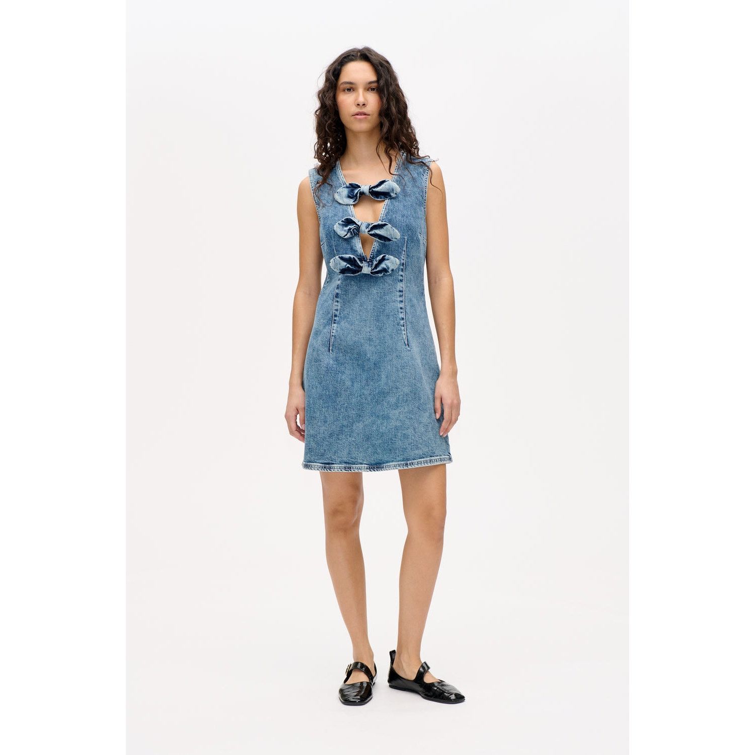 Anthropologie × Baum und Pferdgarten NWT Ajki Bow Denim Mini Dress $249 SIZE 8 Size M / US 6-8 / IT 42-44 - 5 Thumbnail