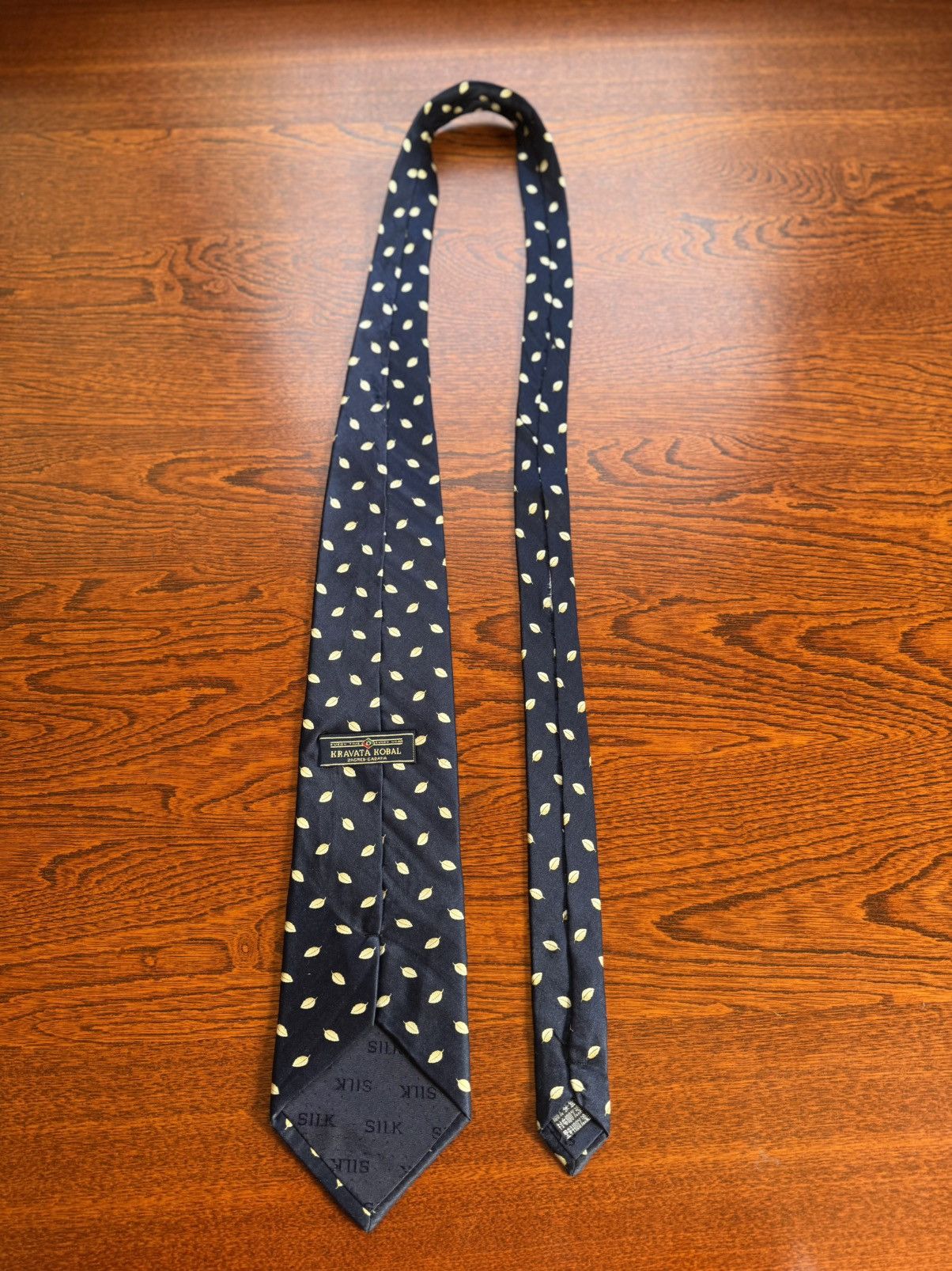Other Kravata Kobal Navy Silk Tie with Leaf Motif Size ONE SIZE - 3 Thumbnail