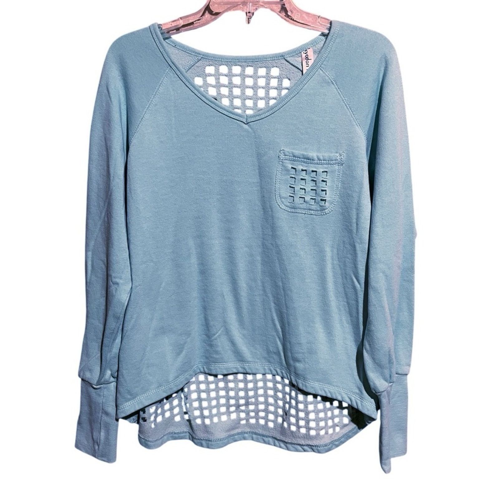 Kyodan Kyodan Women's Sweater Size Large Blue Open Mesh Back Size L / US 10 / IT 46 - 1 Thumbnail