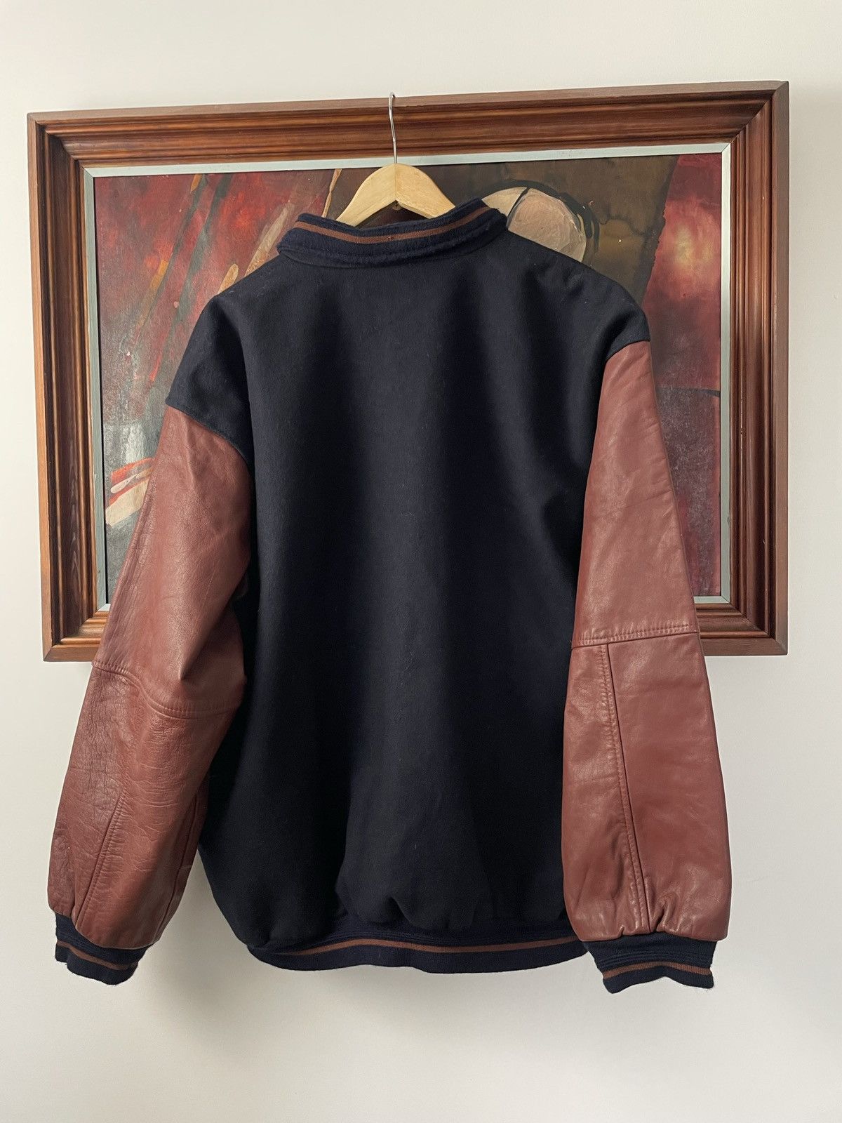 Vintage Vintage Mercedes Benz leather bomber varsity jacket wool 90s Size US XL / EU 56 / 4 - 2 Thumbnail