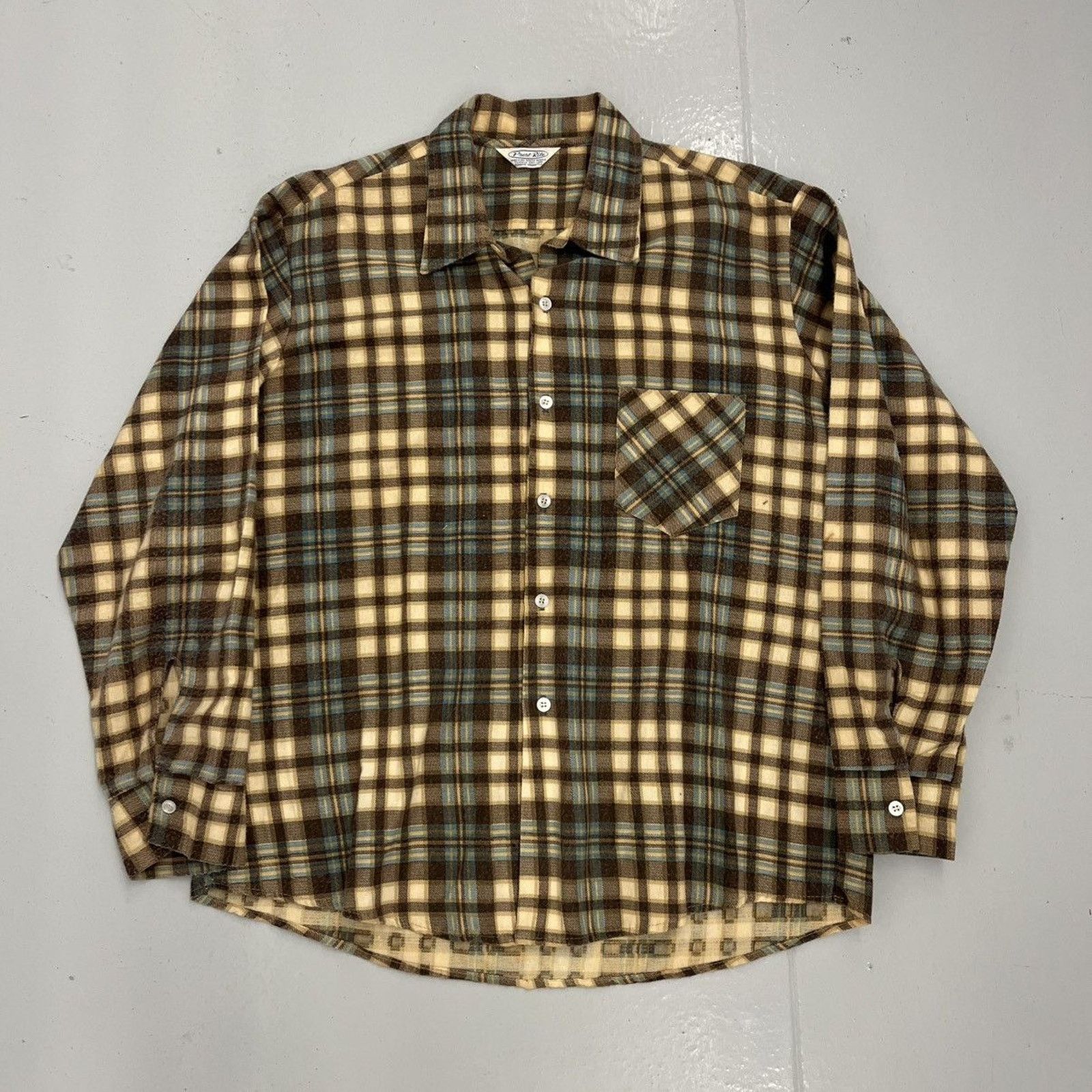 Other Vintage 70s Prest-Rite Brown/Blue Plaid Cotton Flannel Size US XL / EU 56 / 4 - 1 Thumbnail