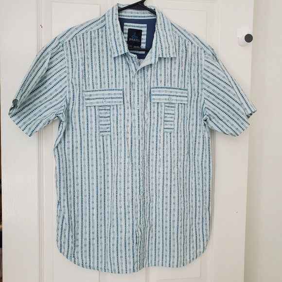 Prana prAna Torres Button Up Striped Blue Shirt Outdoor SZ:L Size US L / EU 52-54 / 3 - 2 Thumbnail