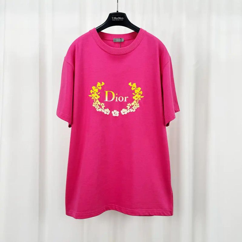 Dior Dior Summer Pink Cotton Embroidered Logo T-Shirt 0089 Size US L / EU 52-54 / 3 - 1 Thumbnail