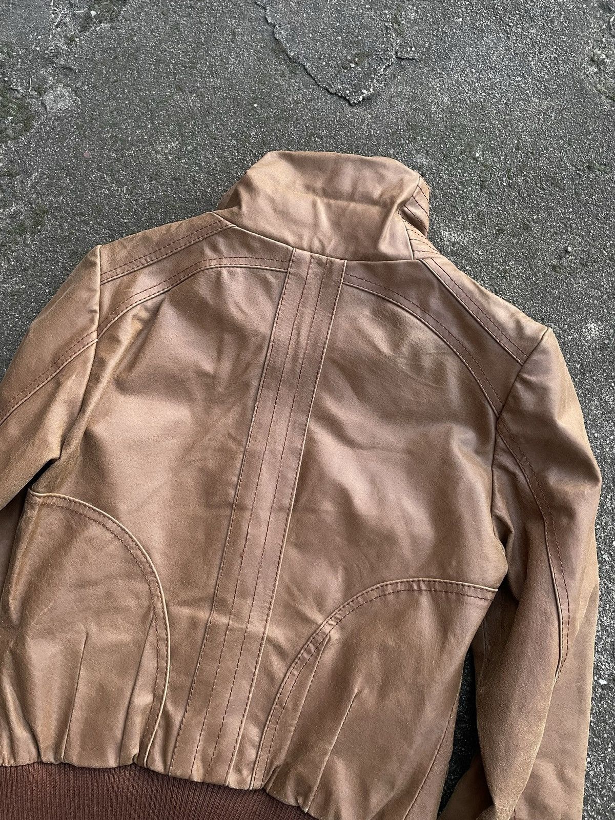 Vintage Washed Brown Retro 90s Genuine Real Leater Bomber Punk Rock Size S / US 4 / IT 40 - 8 Thumbnail