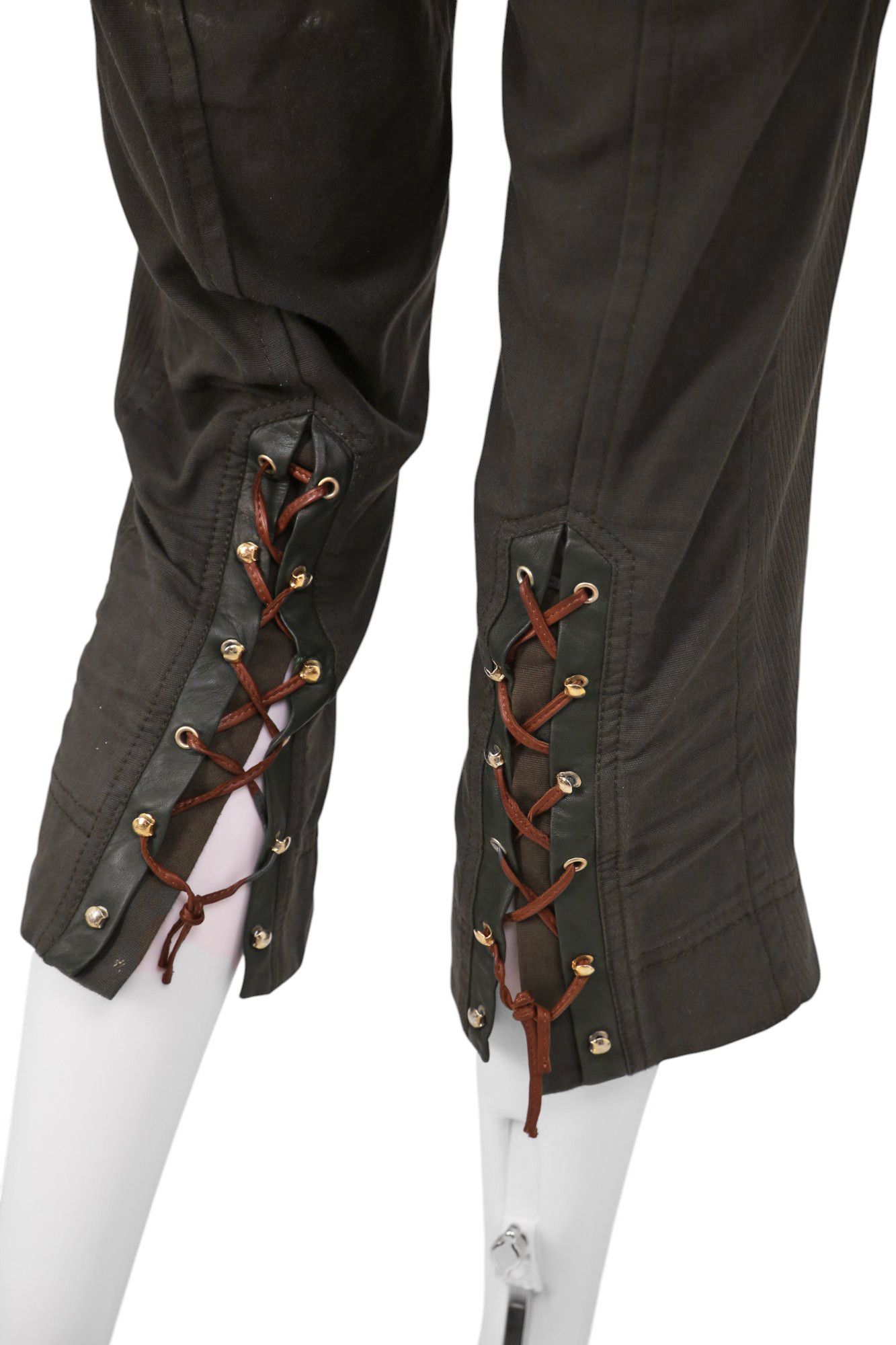 Roberto Cavalli F/W 2005 Bondage Petrol Green Capri Pants Size 27" / US 4 / IT 40 - 7 Thumbnail