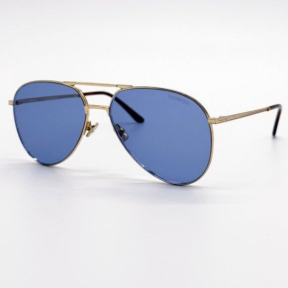 Valentino NEW VALENTINO SUNGLASSES VLS-172C GOLD/BLUE UNISEX EYEWEAR Size ONE SIZE - 3 Thumbnail