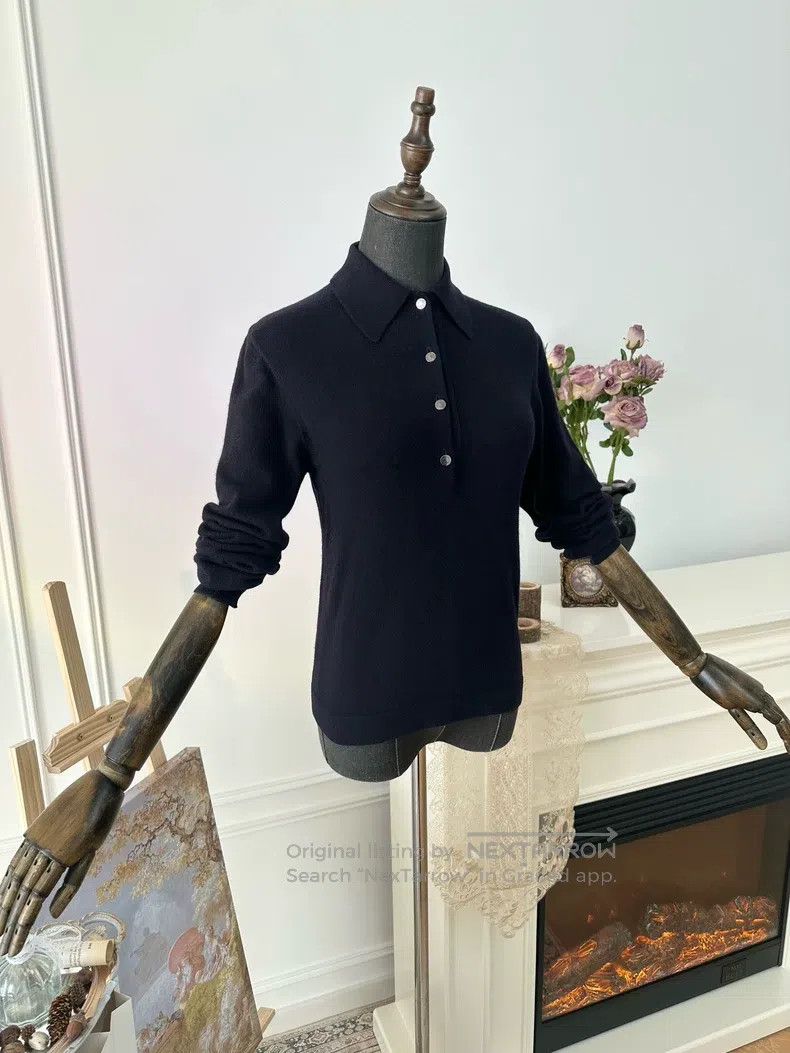 Hermes Hermes Polo Neck Cashmere Knit Sweater Jacket, Navy Blue Size M / US 6-8 / IT 42-44 - 5 Thumbnail