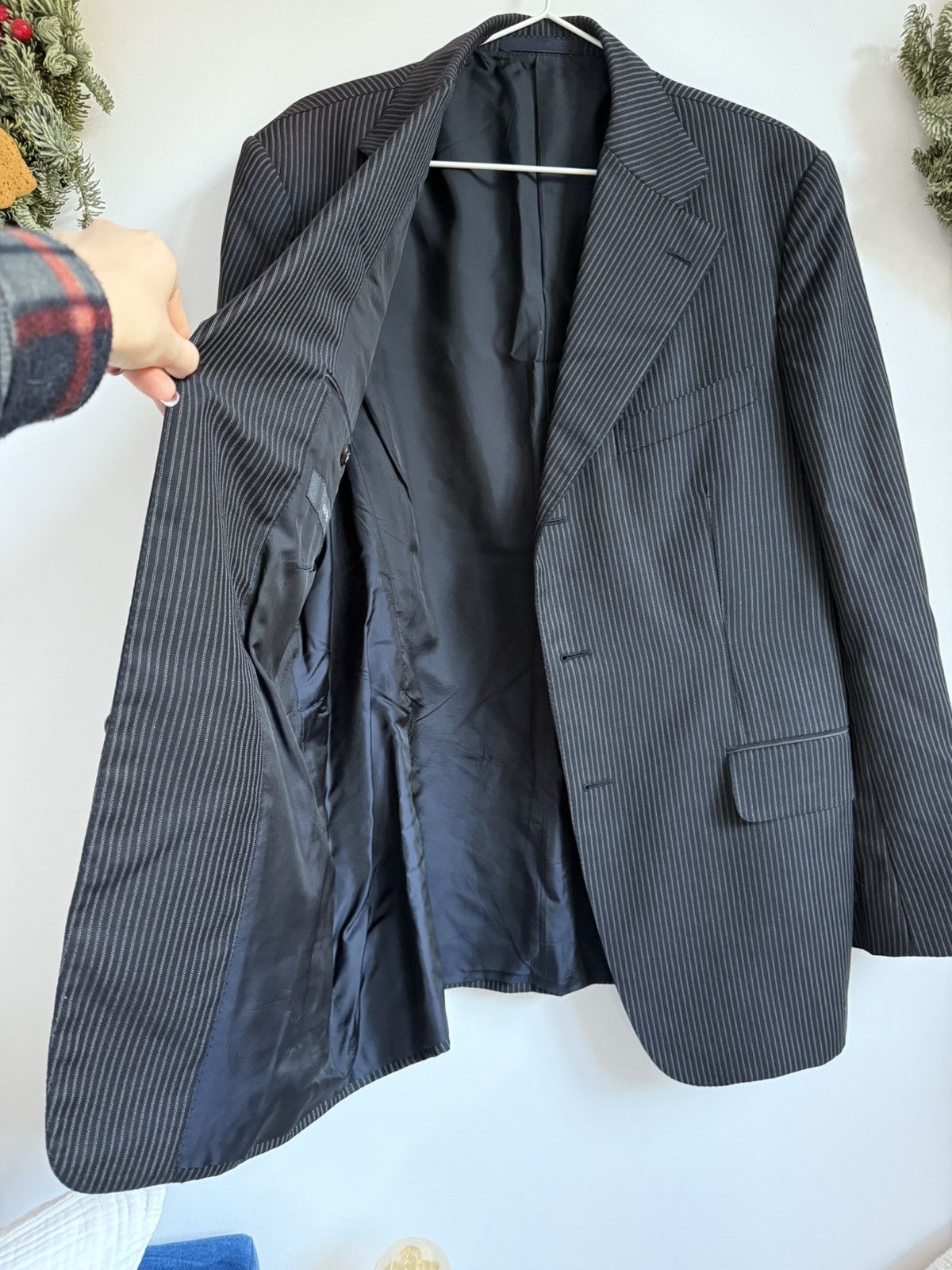 Gucci × Tom Ford × Vintage Gucci Vintage Wool Dark Navy Striped Blazer Jacket Size 50R - 6 Thumbnail