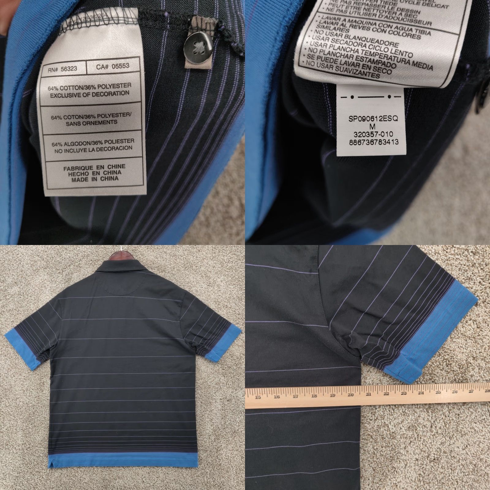 Nike VINTAGE Nike Tiger Woods Collection Golf Polo Shirt Mens M Black Striped Size US M / EU 48-50 / 2 - 8 Thumbnail