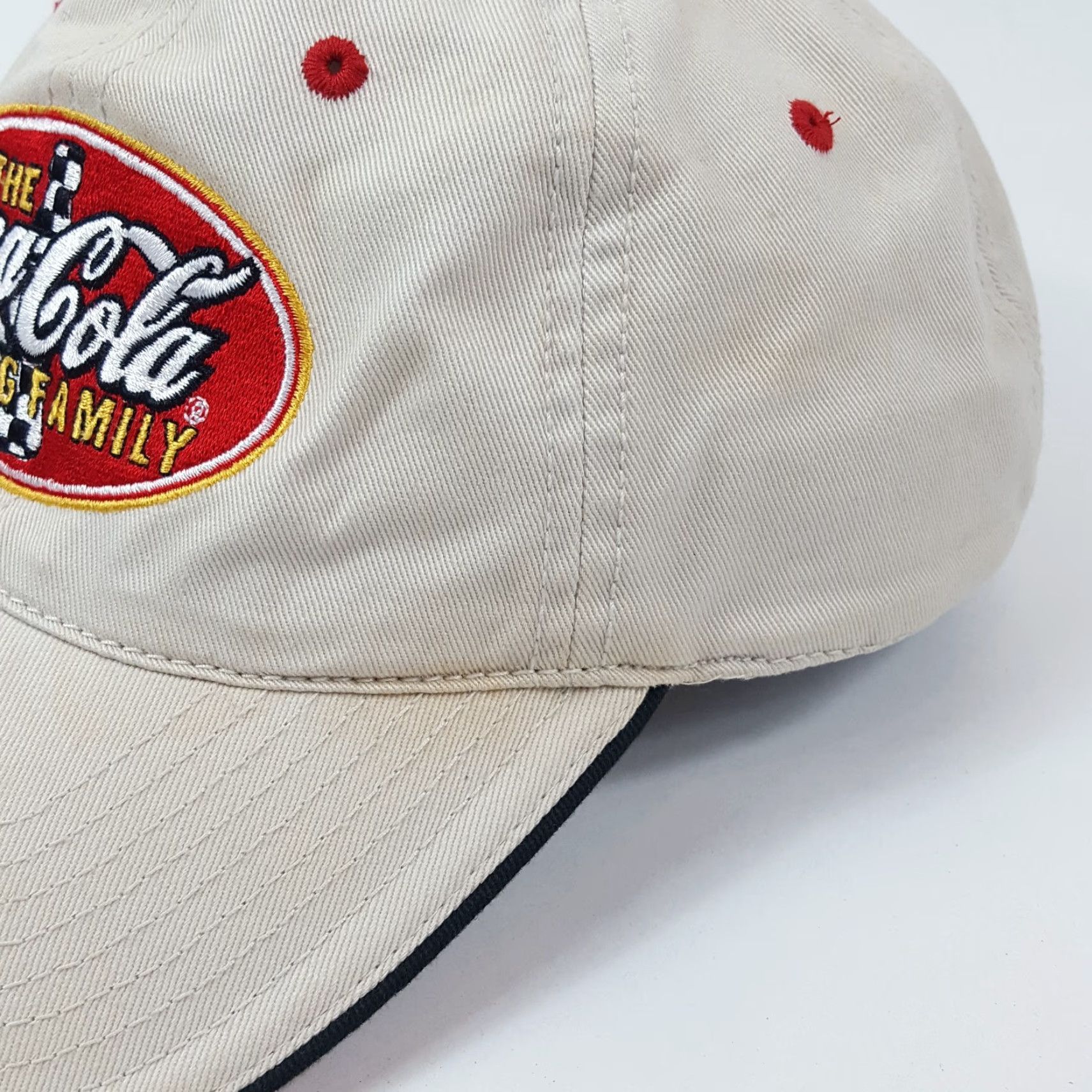 Vintage VINTAGE Coca-Cola NASCAR Racing Snapback Baseball Cap Hat Adjustable Beige One Size Retro Mens Size ONE SIZE - 4 Thumbnail