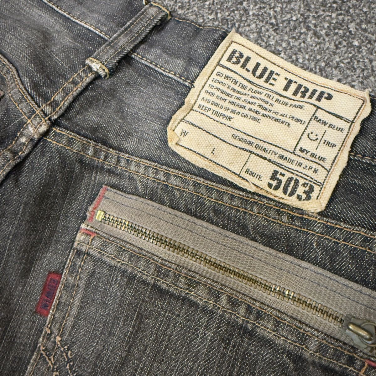 Hysteric Glamour Edwin Blue Trip 503 Black Distressed Denim ifsixwasnine Size US 32 / EU 48 - 9 Thumbnail