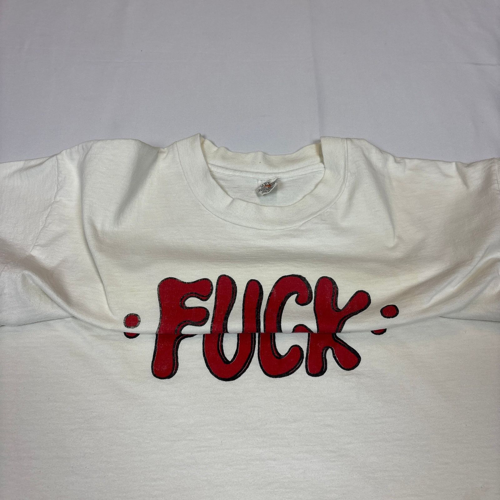 Hanes Vintage 70s Flip Shirt XL Eucy Pocr F*ck Humor Tee Size US XL / EU 56 / 4 - 2 Thumbnail