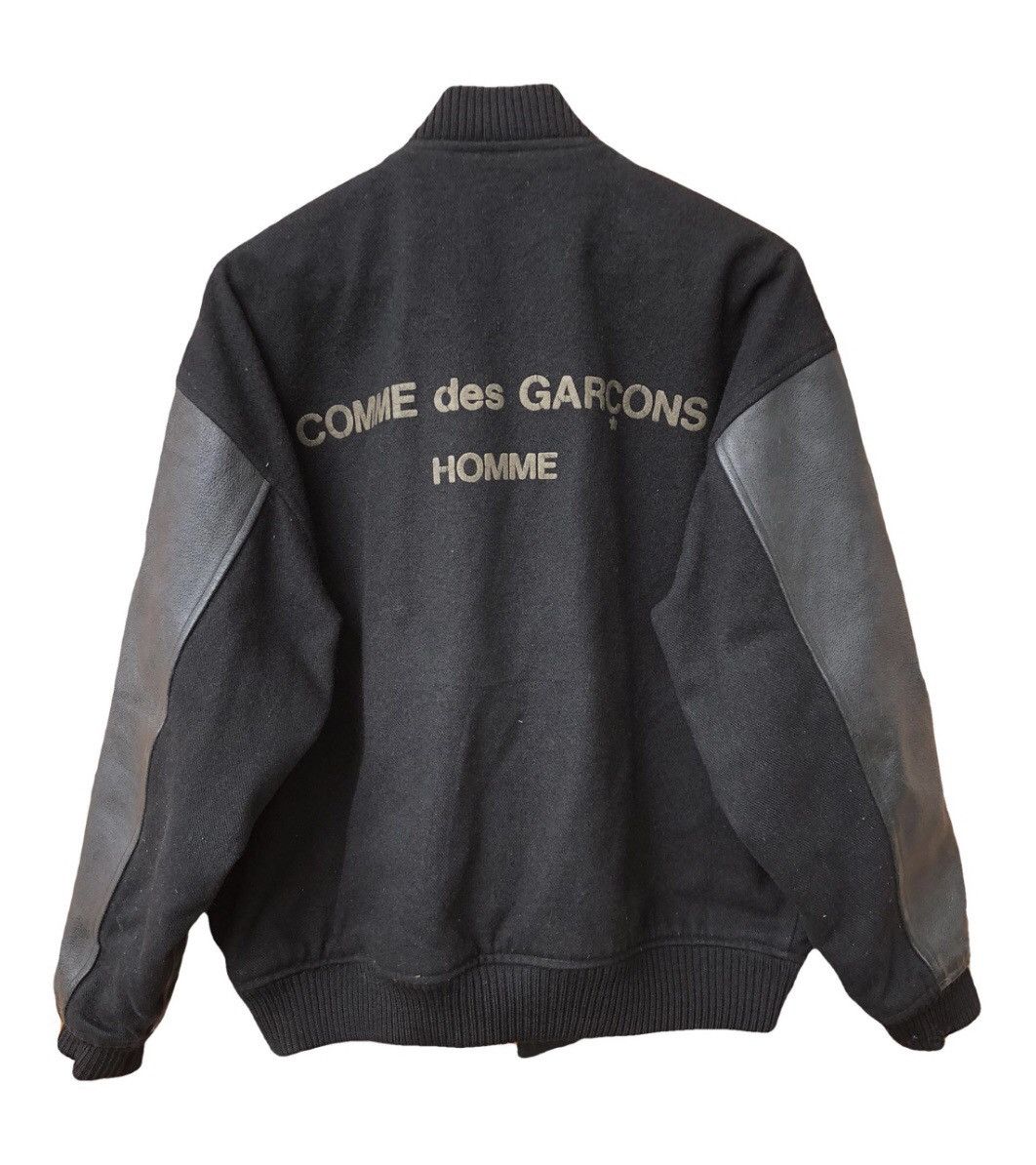 Comme des Garcons 1980's Black Wool/Leather Logo Bomber Jacket 