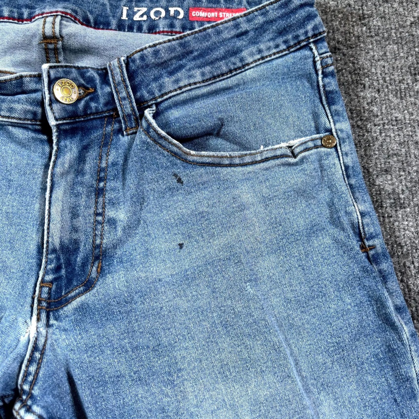 Izod IZOD Straight Jeans Men's 32x32 Blue Denim Faded Workwear Stretch Travel Shirt Size US 32 / EU 48 - 2 Thumbnail