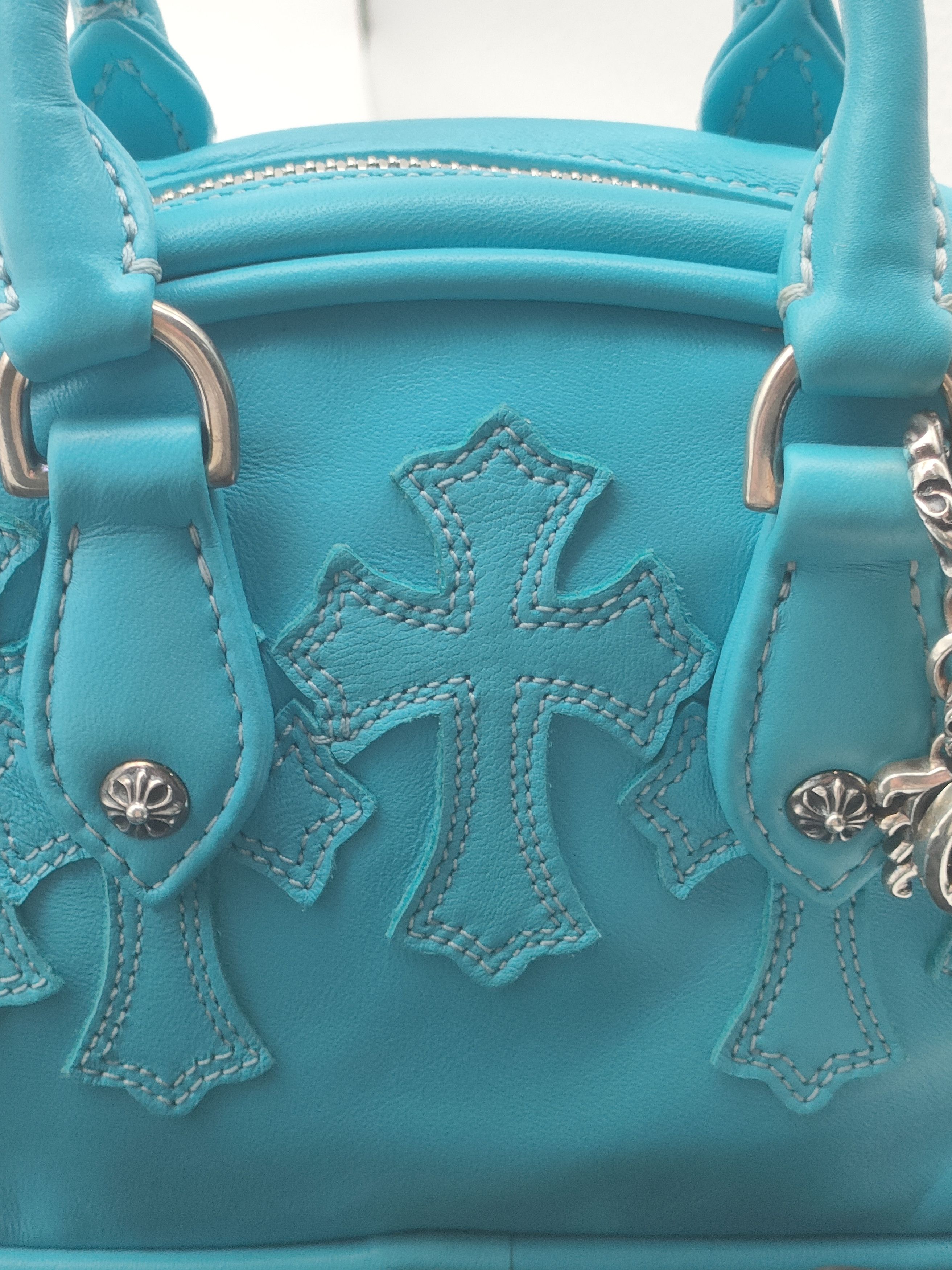 Chrome Hearts Chrome Hearts Blue Leather Cross Patch Mini Gym Bag Size ONE SIZE - 11 Thumbnail