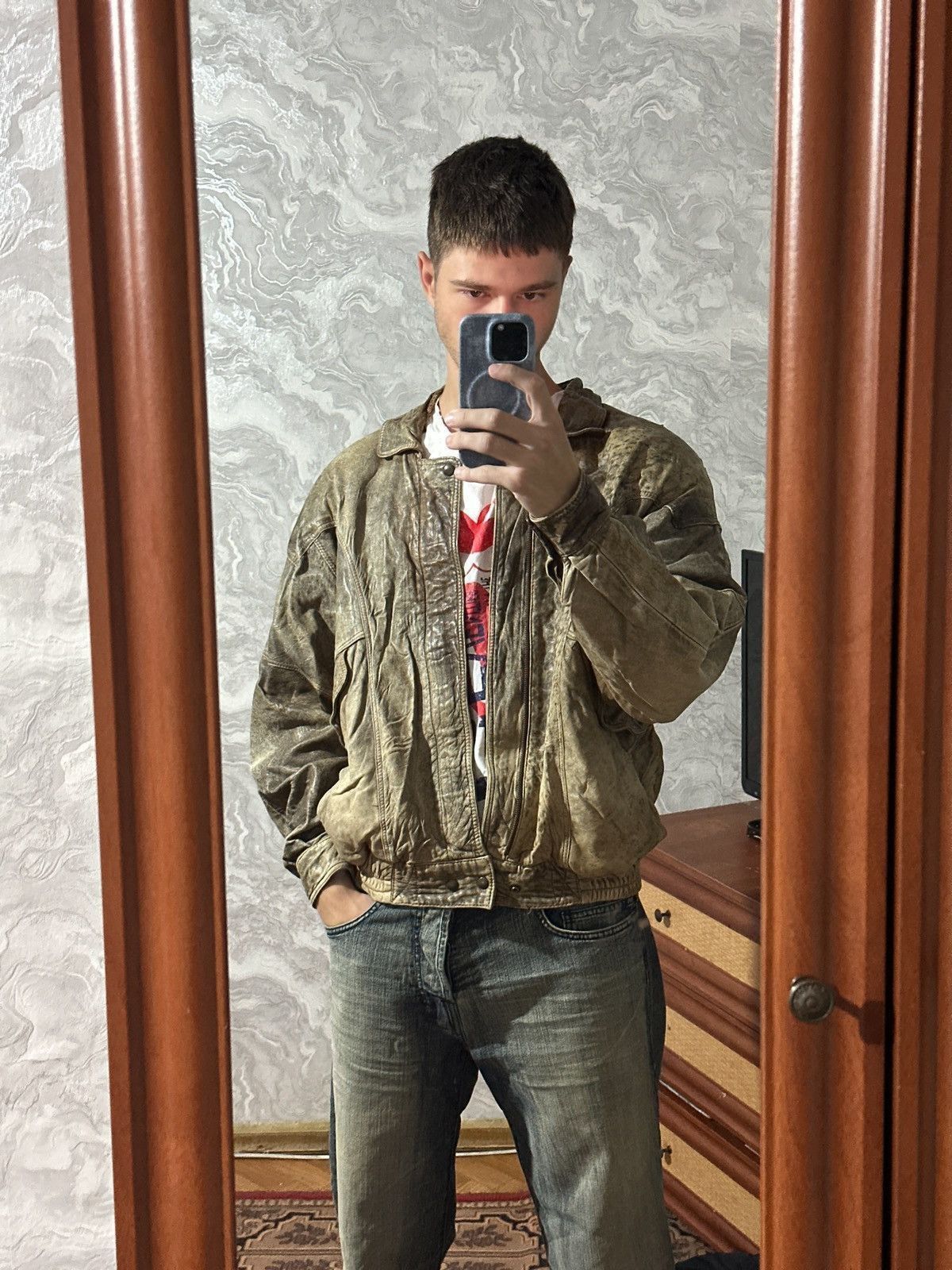 Japanese Brand Vintage Y2K Outfit Vera Pelle Leather Bomber Jacket Size US L / EU 52-54 / 3 - 2 Thumbnail