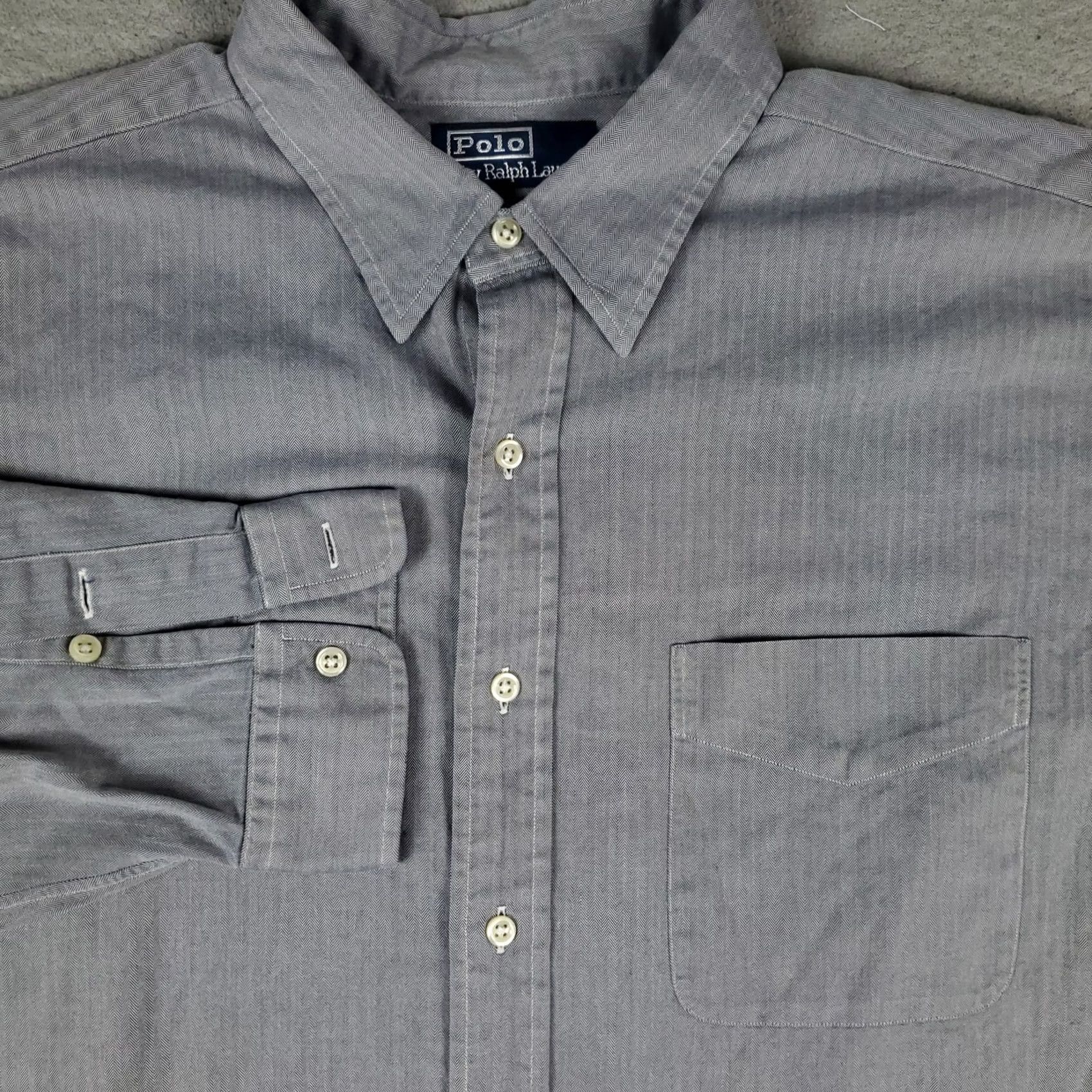 Ralph Lauren Ralph Lauren Shirt Mens XL Blue Pocket Button-Up Long Sleeve Casual Business Formal Vintage: No Size US XL / EU 56 / 4 - 2 Thumbnail