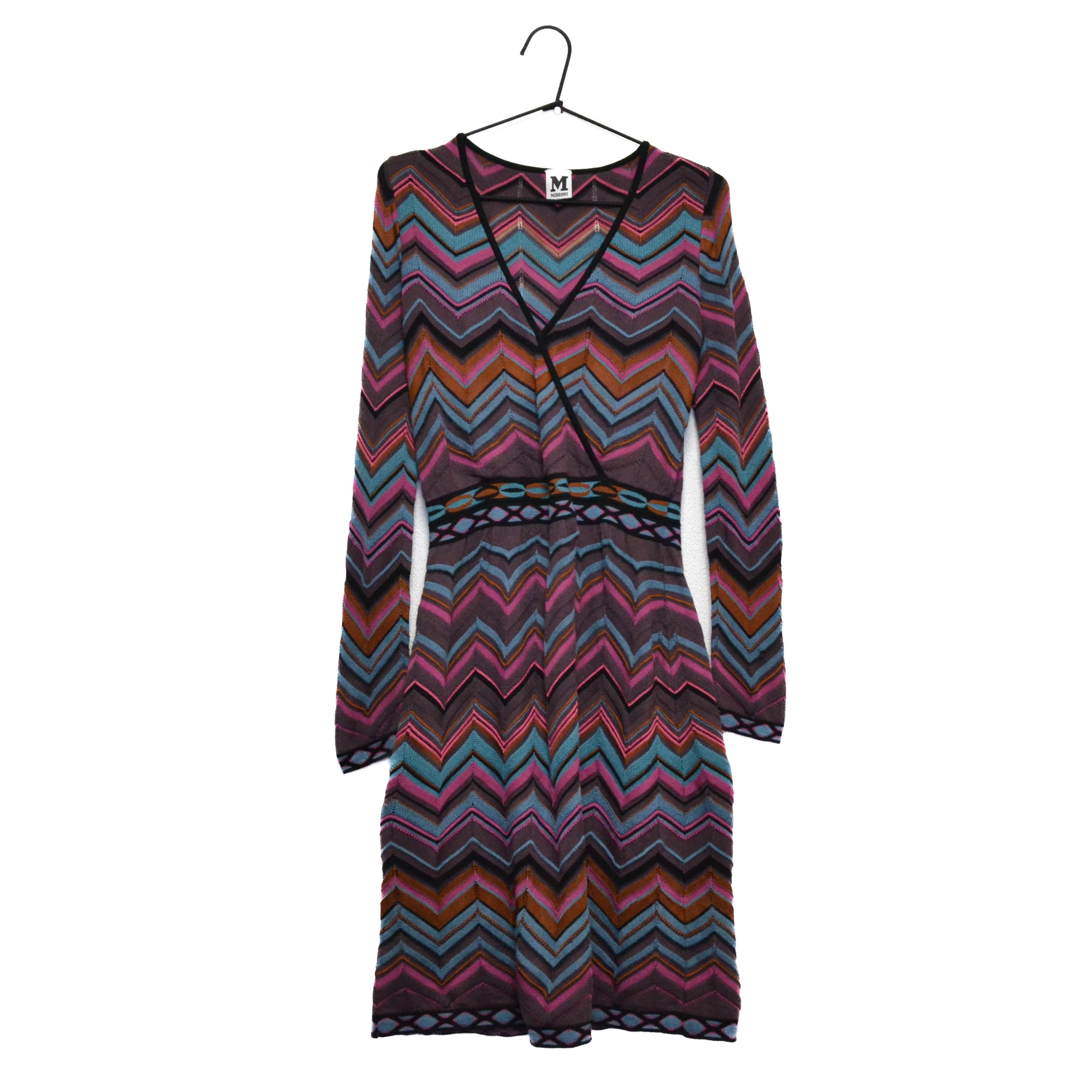 Missoni Missoni "M" Designer Zigzag Multicolor Viscose Dress Size M / US 6-8 / IT 42-44 - 1 Thumbnail