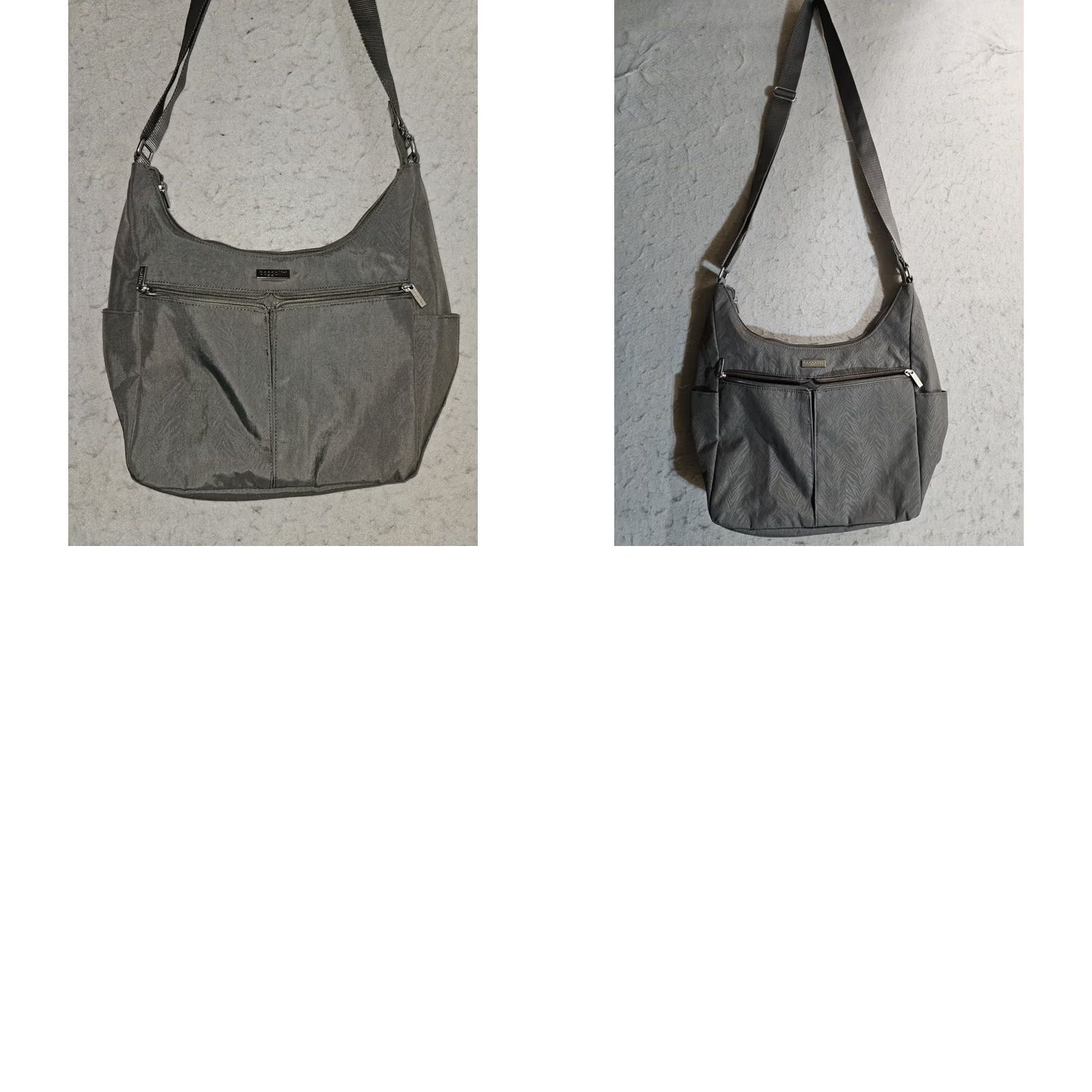 Vintage Baggallini Crossbody Bag Purse Nylon Black Signature Sliver Hardware Pockets 8x10x2in Medium Womens Size ONE SIZE - 8 Thumbnail