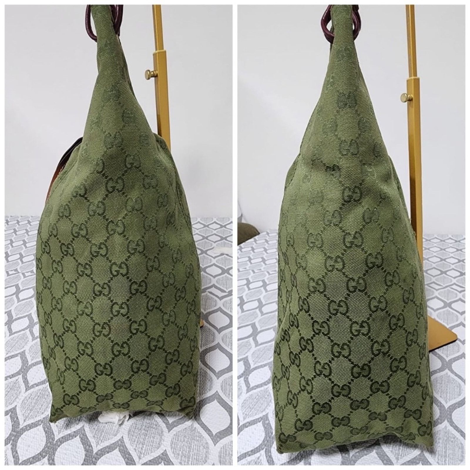 Gucci Authentic Gucci GG Canvas Zip Shoulder Bag Green/Brown Size ONE SIZE - 5 Thumbnail