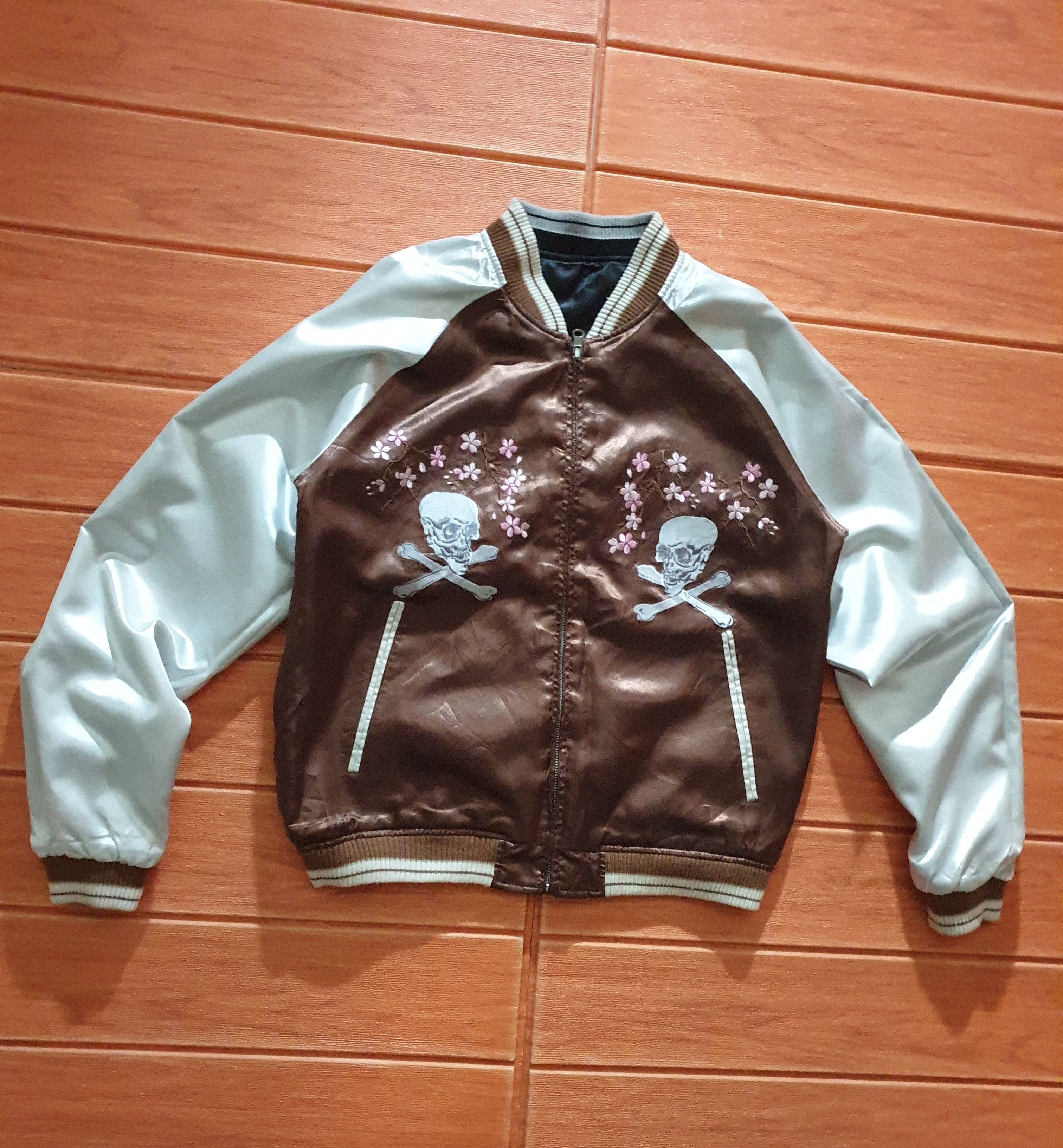 Japanese Brand 💥Skull n bird Embroidery reversible Yakuza Sukajan Jacket Size US M / EU 48-50 / 2 - 13 Thumbnail
