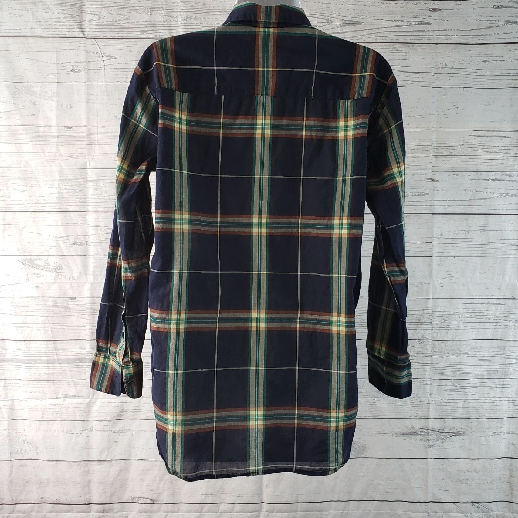 Madewell Madewell Shirt Womens Oversized Ex-Boyfriend Sz XS Blue Brown Plaid Semi Sheer Size XS / US 0-2 / IT 36-38 - 4 Thumbnail