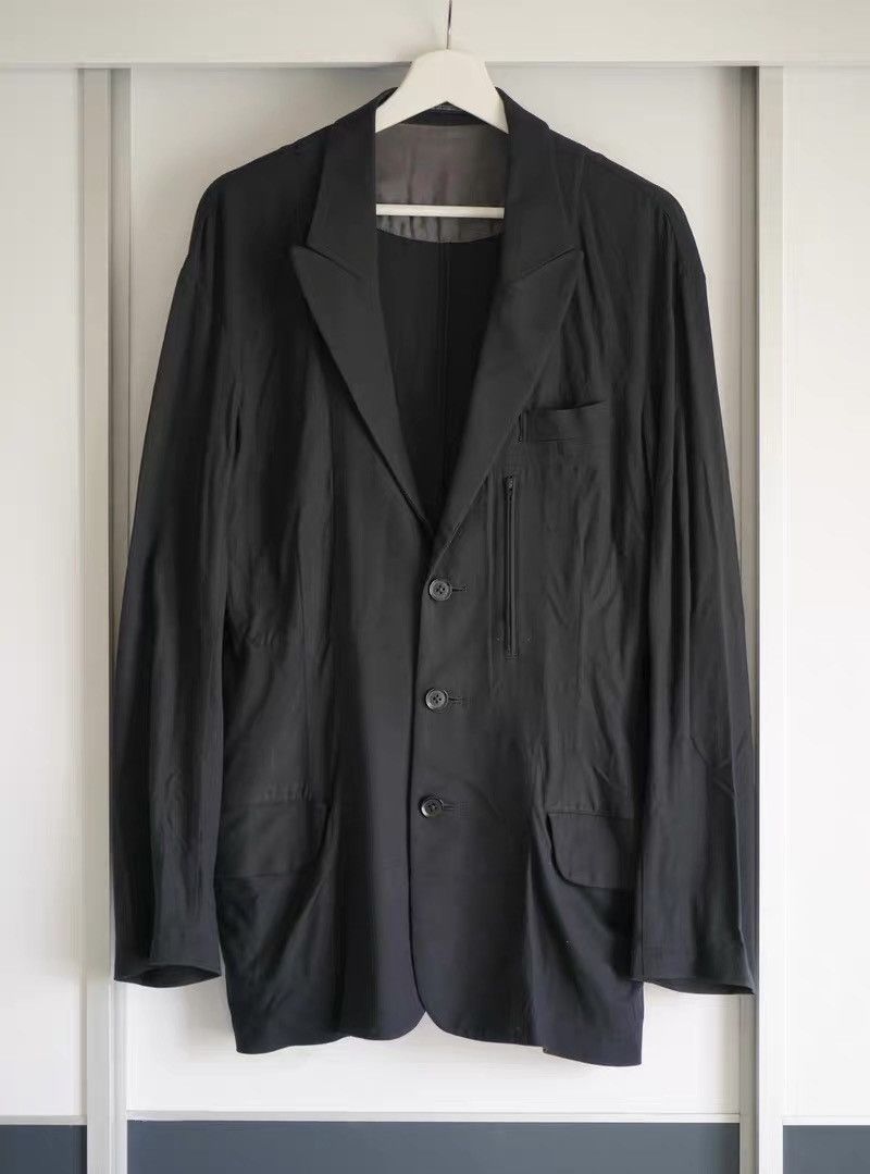 Yohji Yamamoto Yohji Yamamoto 14SS Rain Ripple Asymmetrical Back-Zip Blazer Size 40R - 1 Thumbnail